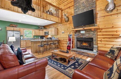 Ellijay Cabin | Arcade Cabin with Sauna, Cold Plunge, Hot Tub, Putting Green, and Mountain View