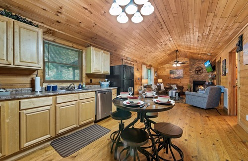 Townsend Cabin | OUTDOOR FIREPIT*Hot Tub*Wood Fireplace*Private gated Road*Community Pool*Sleep 6