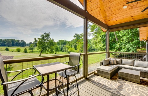 Clarkesville Cabin | Romantic Couples Cottage, Large Covered Deck with Hot Tub, TV, Couches, Firepit