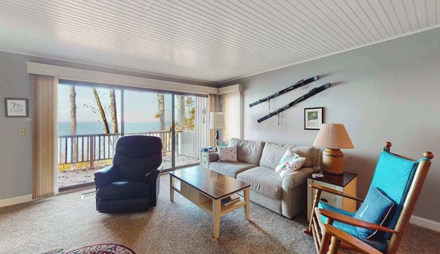 Tasteful Glen Arbor condo with beautiful Lake Michigan views, deck & fireplaces